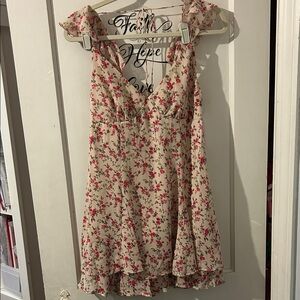 Wild Fable Floral Dress in Cream and Red